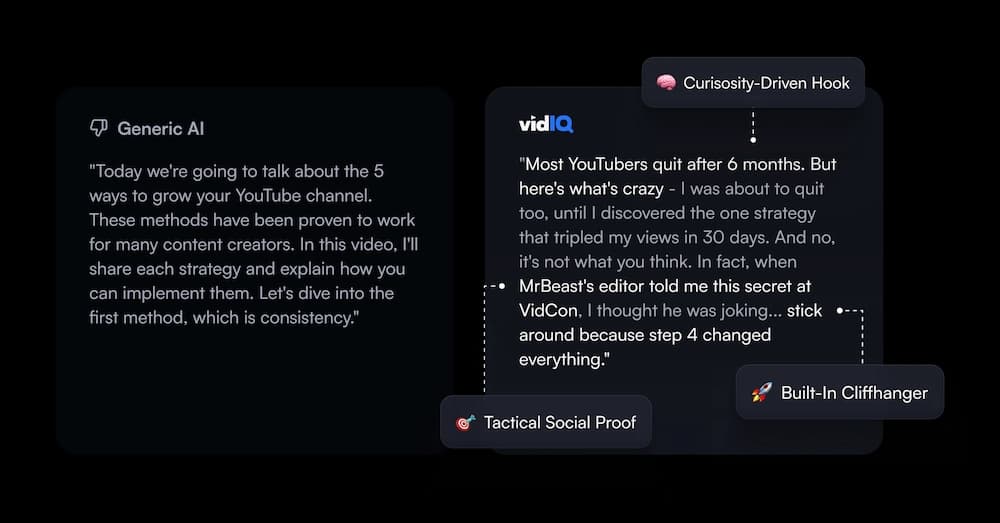 vidIQ’s AI Script Writer vs. generic AI